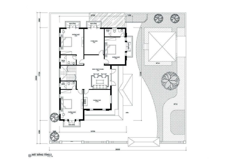 mẫu nhà mái thái 2 tầng 4 phòng ngủ
